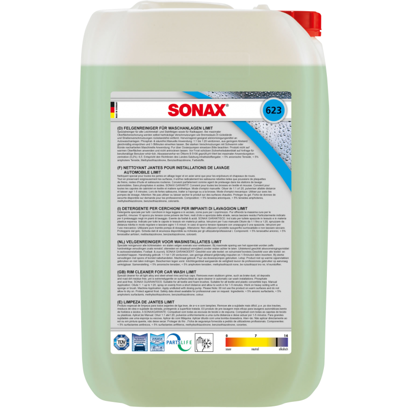 SONAX Płyn do mycia felg w myjniach automatycznych 25l - Do usuwania uporczywych zabrudzeń