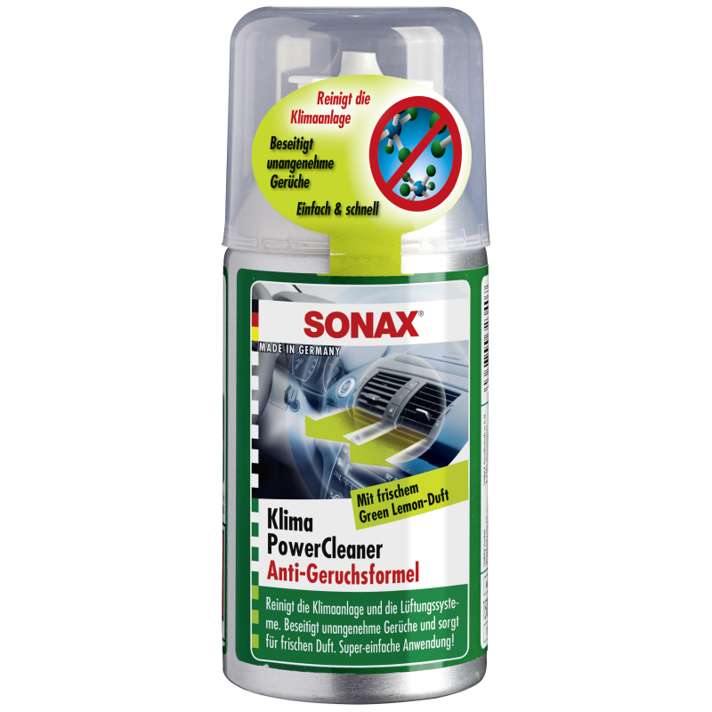 SONAX Air Clim Power Cleaner 100 ml - Odświeżacz do klimatyzacji o zapachu green lemon